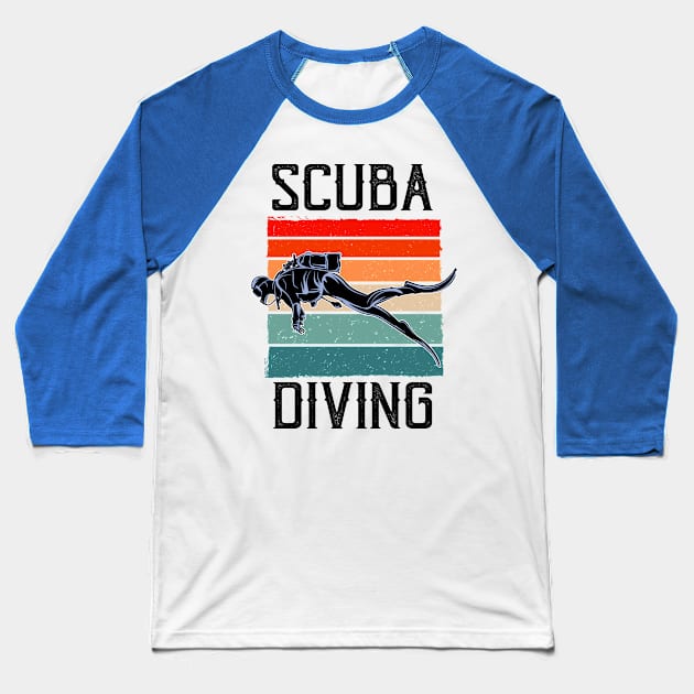 Diver Snorkeling Vintage Scuba Diving Baseball T-Shirt by Foxxy Merch